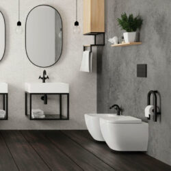 Batéria bidetová Deante TEMISTO, stojanková, nero, s výpusťou (1)