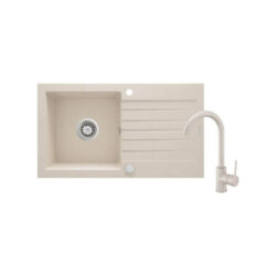Set granitový drez ZOBRA, 760x440 mm + batéria NEMEZJA, béžová