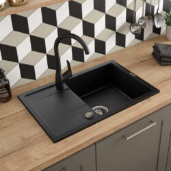 Batéria drezová Neo BORO, stojanková, U výtok, nero (1)