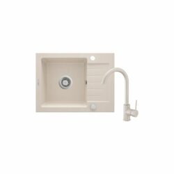 Set granitový drez Deante ZORBA, 580×440 mm + batéria Deante NEMEZJA, béžová