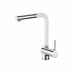 Batéria drezová Deante ASTER, stojanková, so sprškou, biela, tvar L