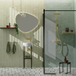 Batéria umývadlová Deante ALPINIA, podomietková, zlatá (1)