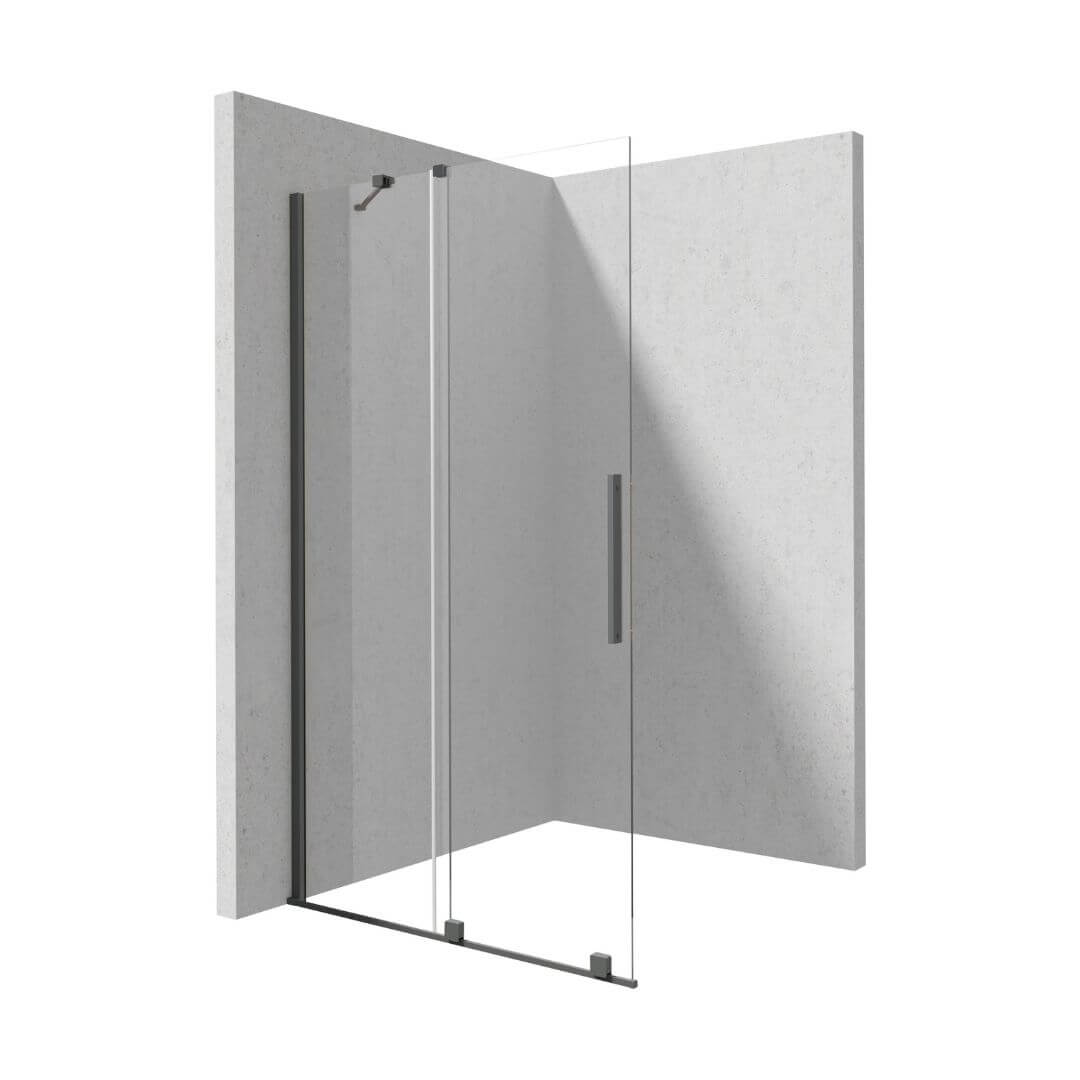 KTJ_D3xR Sprchová zástena walk-in Deante PRIZMA, posuvná, číre sklo, titánová