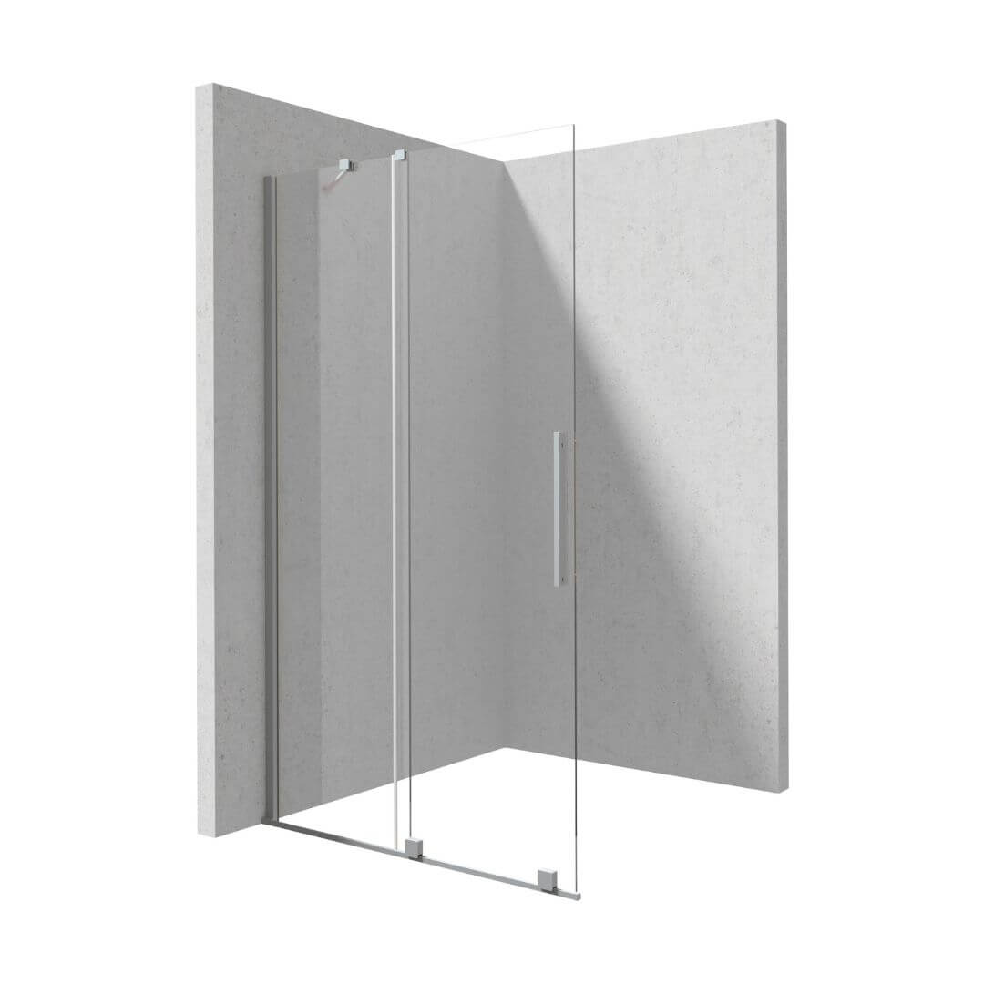 KTJ F3xR Sprchová zástena walk-in Deante PRIZMA, posuvná, číre sklo, brúsená nerez